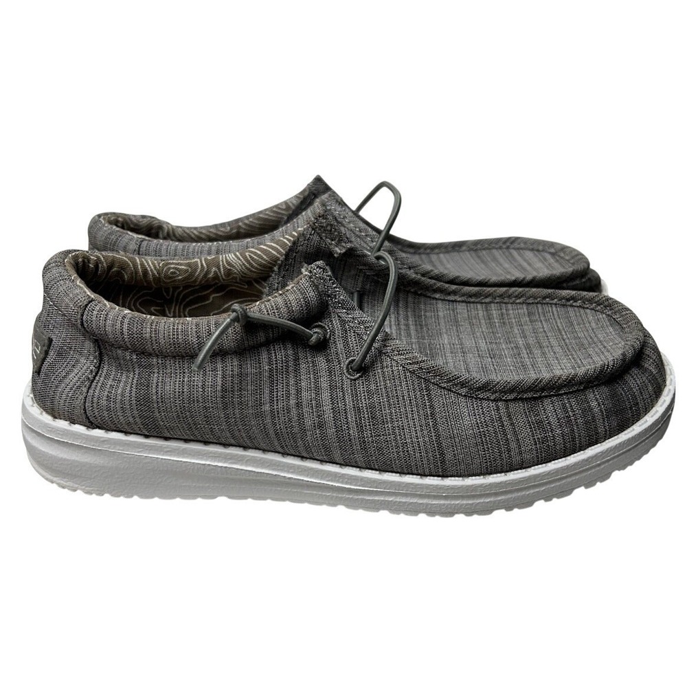 HEYDUDE Wally Youth Linen Stone Grey Shoes 130130704 Size 4 Youth / 5 Women - Picture 4 of 8